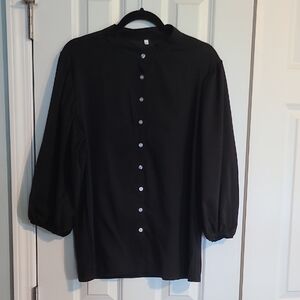 Women's Black Button-Down Shirt - Classic Long Sleeve